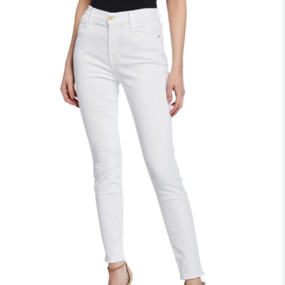 Frame Denim Le High Skinny White Gold Button Size 24 - Picture 1 of 5